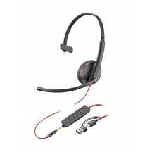 Casca HP Poly Blackwire 3215 Monaural USB-C Headset +3.5mm Plug +USB-C/A Adapter (Bulk) 8X227A6