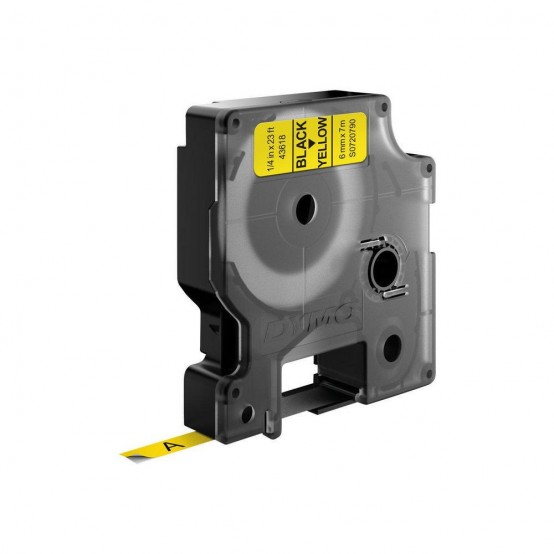 Hartie Dymo S0720790 D1 43618 Tape 6mm x 7m Black on Yellow DY43618