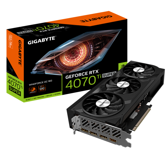 Placa video GigaByte GeForce RTX 4070 Ti SUPER WINDFORCE OC 16G GV-N407TSWF3OC-16GD