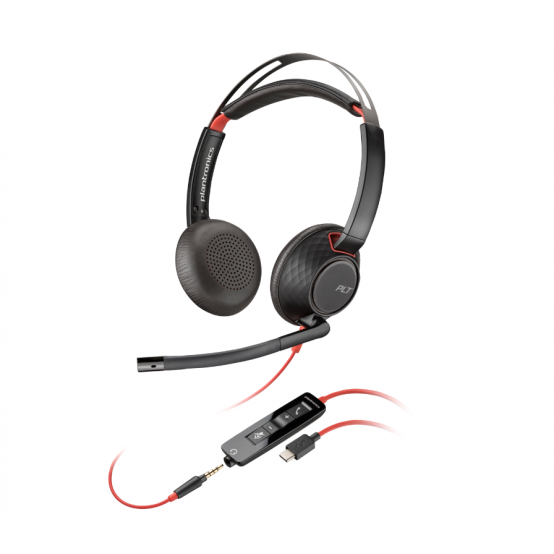 Casca HP Poly Blackwire 5220 Stereo USB-C Headset +3.5mm Plug +USB-C/A Adapter 8X231AA