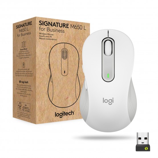 Mouse Logitech Signature M650 L Left Wireless Mouse for Business - Off-White 910-006349