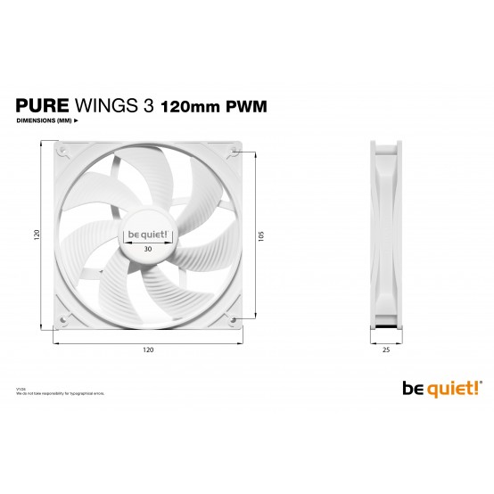 Ventilator be quiet! Pure Wings 3 White 120MM PWM BL110