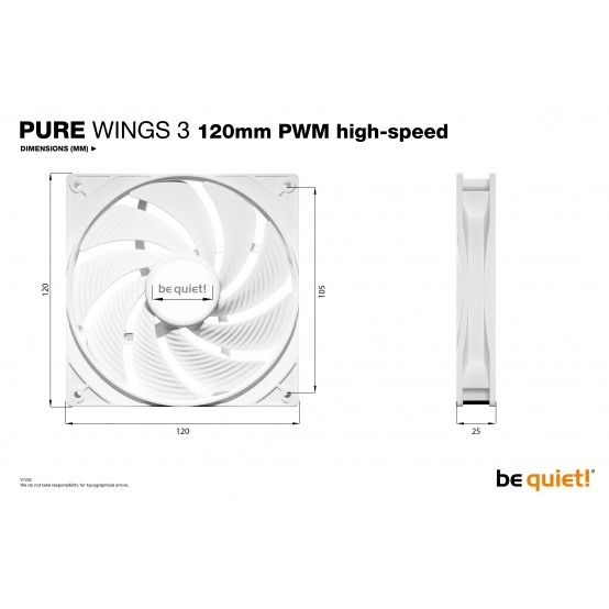 Ventilator be quiet! Pure Wings 3 White 120MM PWM High Speed BL111