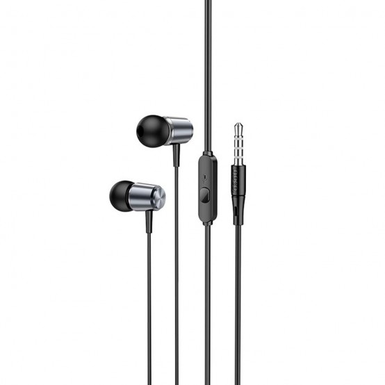 Casca Hoco Wired Earphones - Jack 3.5mm with Microphone, 1.2m - Metal Gray M108