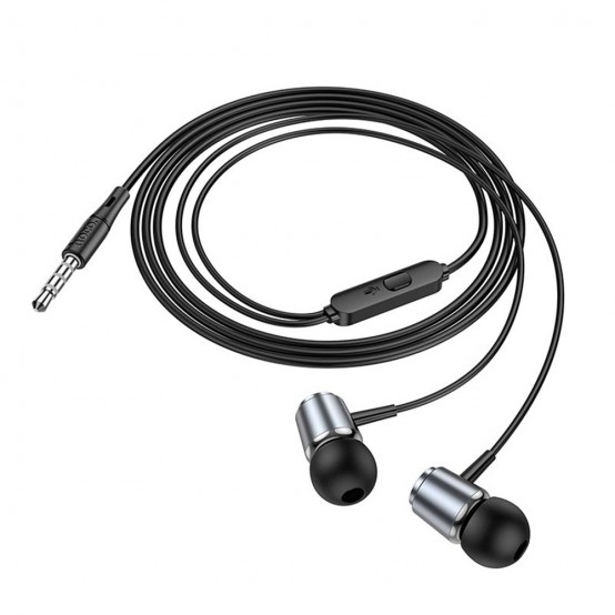 Casca Hoco Wired Earphones - Jack 3.5mm with Microphone, 1.2m - Metal Gray M108
