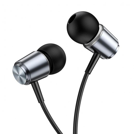 Casca Hoco Wired Earphones - Jack 3.5mm with Microphone, 1.2m - Metal Gray M108