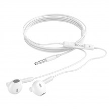 Casca Hoco Wired Earphones Melodious - Universal Hi-Fi Sound with Jack 3.5mm, Remote Control and Microphone, 1.2m - White M64