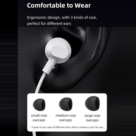 Casca USAMS Wired Earphones EP-47 - Jack 3.5mm with Microphone, 1.2m - White US-SJ594