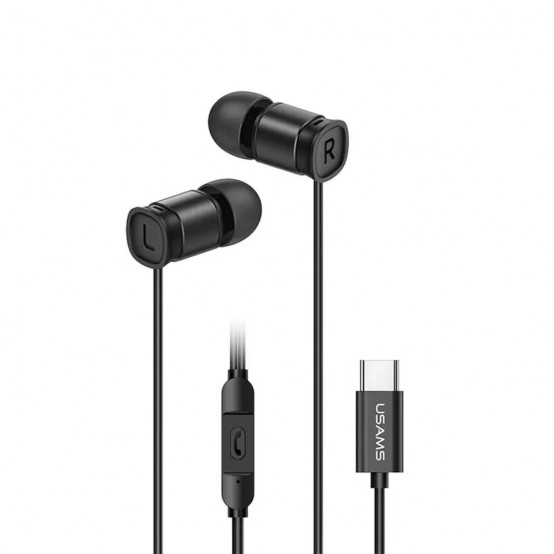 Casca USAMS Wired Earphones EP-46 Mini - Type-C with Microphone, 1.2m - Black HSEP4603