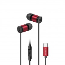 Casca USAMS Wired Earphones EP-46 Mini - Type-C with Microphone, 1.2m - Red HSEP4604