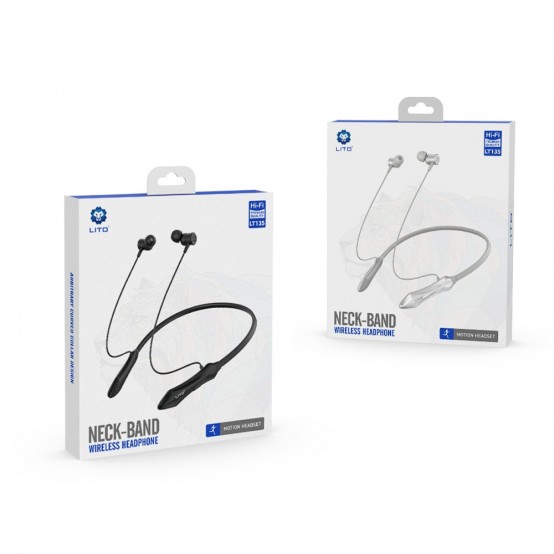 Casca Lito Bluetooth Earphones - Wireless Neckband Earbuds for Sport, with Microphone, Bluetooth V5.3, 160mAh - Silver LT-V135
