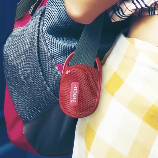 Boxe Hoco Wireless Speaker Easy Joy Sports  - Bluetooth 5.3, TWS, Hi-Fi with Belt Holder - Wine Red HC17