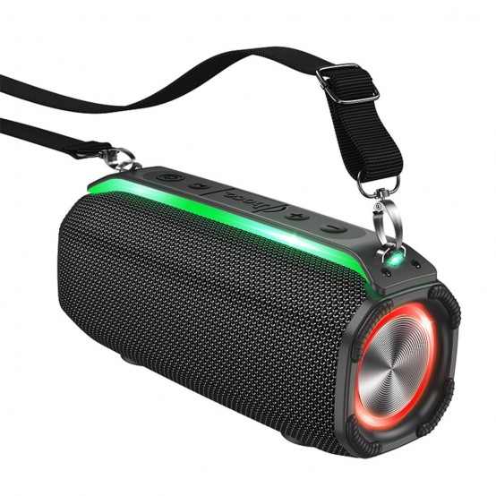 Boxe Hoco Wireless Speaker Rick Sports  - with Shoulder Strap, Bluetooth 5.3, TF, USB, AUX, FM, RGB Lights, 10W - Black HC23
