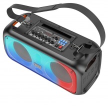 Boxe Hoco Wireless Speaker Party  - BT 5.1, TF Card, USB, AUX, FM, with Dual Mic and RGB Lights, 30W - Black BS54