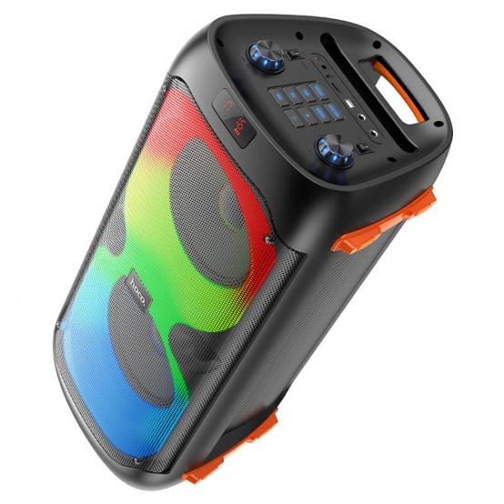 Boxe Hoco Wireless Speaker Manhattan  - BT V5.1, TF Card, USB, AUX, FM, 40W, 3600mAh, with Mic and RGB Lights - Black BS53