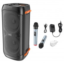 Boxe Hoco Wireless Speaker Manhattan  - BT V5.1, TF Card, USB, AUX, FM, 40W, 3600mAh, with Mic and RGB Lights - Black BS53