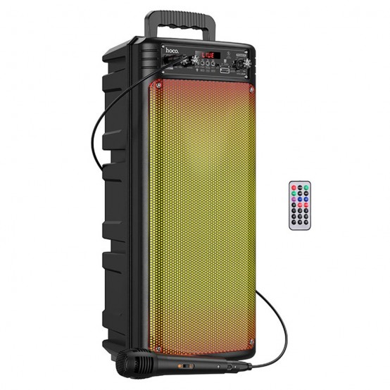 Boxe Hoco Wireless Speaker Billowing  - Bluetooth 5.0, TWS, FM, USB, TF Card, AUX, with Mic and RGB Lights - Black BS52