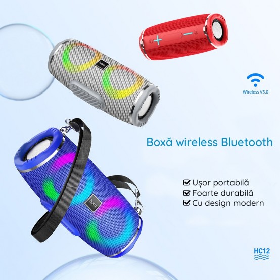 Boxe Hoco Wireless Speaker Sports  - Bluetooth 5.0, Shoulder Strap, 10W - Red HC12