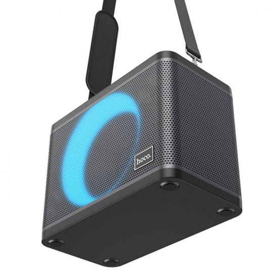 Boxe Hoco Portable Speaker with Dual Wireless Microphone Jenny  - for Karaoke Sessions, RGB Lights, TWS, 25W - Black BS57