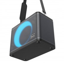 Boxe Hoco Portable Speaker with Dual Wireless Microphone Jenny  - for Karaoke Sessions, RGB Lights, TWS, 25W - Black BS57