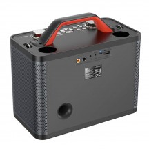 Boxe Hoco Portable Speaker with Dual Wireless Microphone Jenny  - for Karaoke Sessions, RGB Lights, TWS, 25W - Black BS57