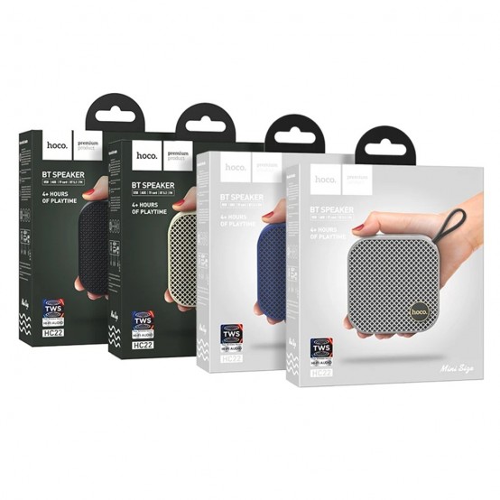 Boxe Hoco Wireless Speaker Auspicious Sports  - Bluetooth 5.3, TWS, Hi-Fi, FM, TF Card, USB, AUX with Hand Belt - Blue HC22