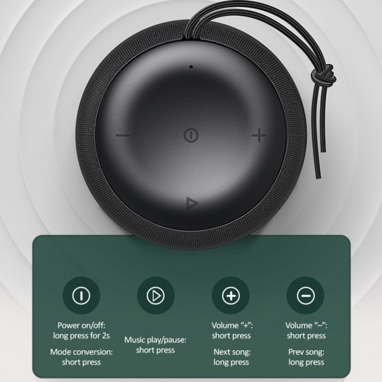 Boxe USAMS Wireless Speaker Moyi Series  - Bluetooth 5.0, 2000mAh - Black US-YX005