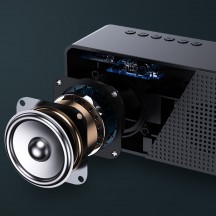Boxe USAMS Alarm Clock with Wireless Speaker  - Multi-Functional, Bluetooth 5.0 - Black US-YX007