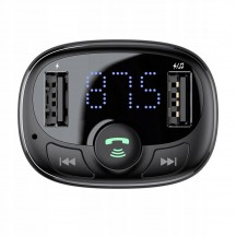 Modulator FM Baseus FM Modulator and Car Charger S-09A  - T Typed, 2xUSB-A with LED Display - Black CCTM-01