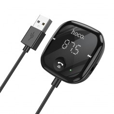 Modulator FM Hoco FM Modulator Unity  - Car Bluetooth Transmitter, TF Card, Aux, LED Display with USB Cable 135cm - Black E65