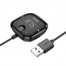 Modulator FM Hoco FM Modulator Unity  - Car Bluetooth Transmitter, TF Card, Aux, LED Display with USB Cable 135cm - Black E65