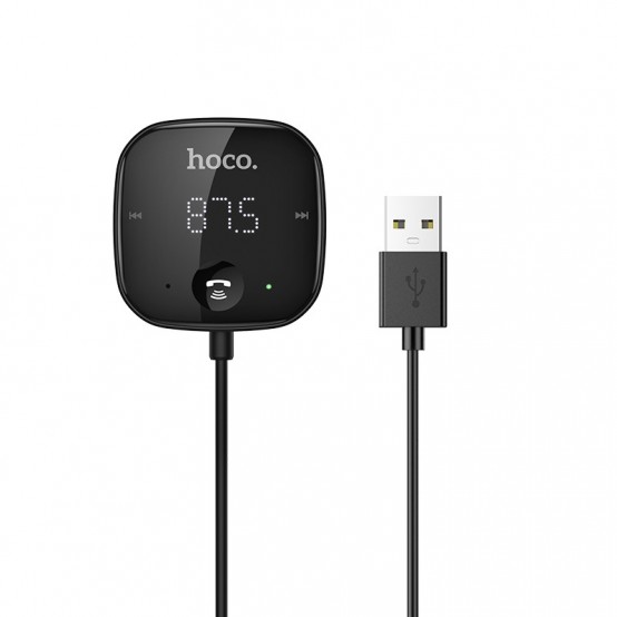 Modulator FM Hoco FM Modulator Unity  - Car Bluetooth Transmitter, TF Card, Aux, LED Display with USB Cable 135cm - Black E65