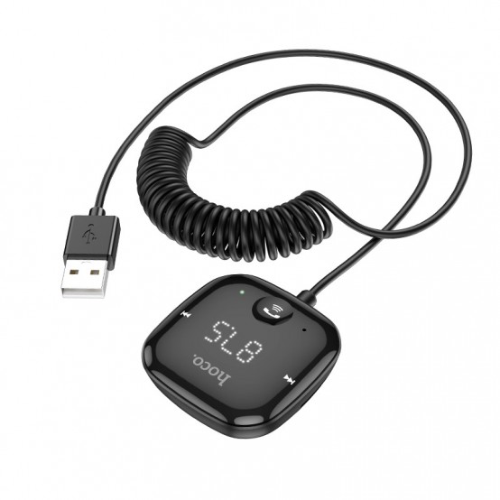 Modulator FM Hoco FM Modulator Unity  - Car Bluetooth Transmitter, TF Card, Aux, LED Display with USB Cable 135cm - Black E65