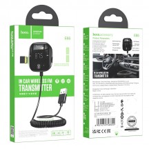 Modulator FM Hoco FM Modulator Unity  - Car Bluetooth Transmitter, TF Card, Aux, LED Display with USB Cable 135cm - Black E65