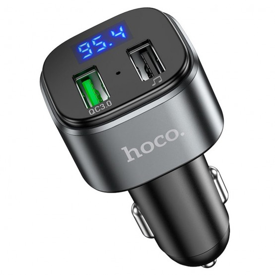 Modulator FM Hoco FM Modulator and Car Charger Fighter  - Fast Charging Bluetooth Transmitter, USB QC3.0, LED Display, 18W - Bl