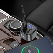 Modulator FM Hoco FM Modulator and Car Charger Fighter  - Fast Charging Bluetooth Transmitter, USB QC3.0, LED Display, 18W - Bl