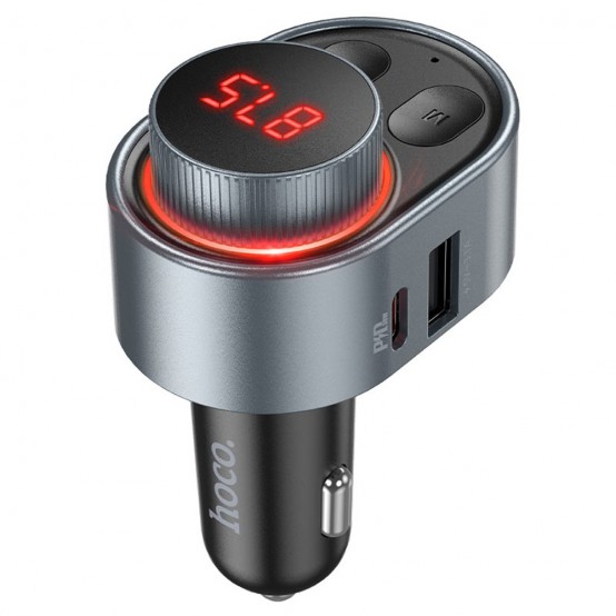 Modulator FM Hoco FM Modulator and Car Charger Alegria  - MP3 Bluetooth Transmitter, Fast Charging PD30W, LED Display - Metal G