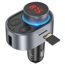 Modulator FM Hoco FM Modulator and Car Charger Alegria  - MP3 Bluetooth Transmitter, Fast Charging PD30W, LED Display - Metal G