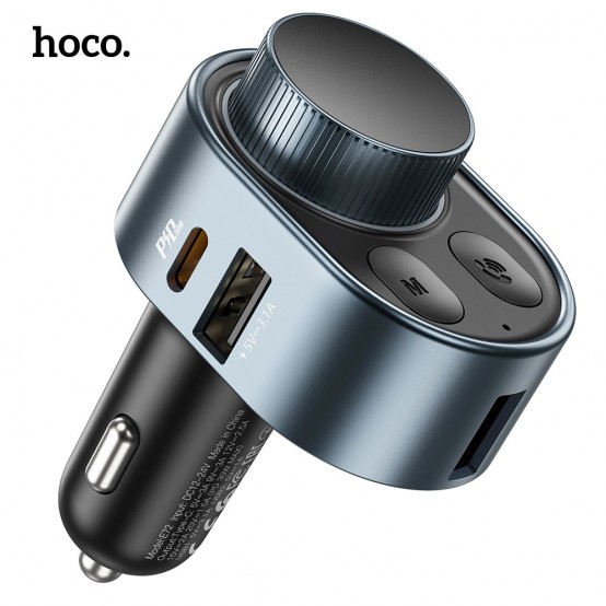 Modulator FM Hoco FM Modulator and Car Charger Alegria  - MP3 Bluetooth Transmitter, Fast Charging PD30W, LED Display - Metal G