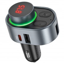 Modulator FM Hoco FM Modulator and Car Charger Alegria  - MP3 Bluetooth Transmitter, Fast Charging PD30W, LED Display - Metal G