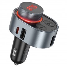 Modulator FM Hoco FM Modulator and Car Charger Alegria  - MP3 Bluetooth Transmitter, Fast Charging PD30W, LED Display - Metal G
