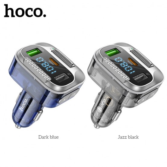 Modulator FM Hoco FM Modulator and Car Charger  - Fast Charging Bluetooth Transmitter, PD30W + USB QC3.0, LED Display - Jazz Bl