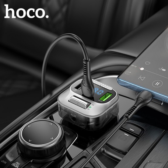 Modulator FM Hoco FM Modulator and Car Charger  - Fast Charging Bluetooth Transmitter, PD30W + USB QC3.0, LED Display - Jazz Bl
