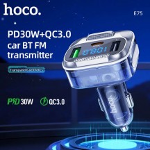 Modulator FM Hoco FM Modulator and Car Charger  - Fast Charging Bluetooth Transmitter, PD30W + USB QC3.0, LED Display - Jazz Bl