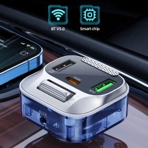 Modulator FM Hoco FM Modulator and Car Charger  - Fast Charging Bluetooth Transmitter, PD30W + USB QC3.0, LED Display - Jazz Bl