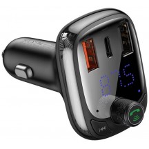 Modulator FM Baseus FM Modulator and Car Charger S-13  - 2x USB, Type-C, Bluetooth MP3 Player, LED Display - Black CCMT000101