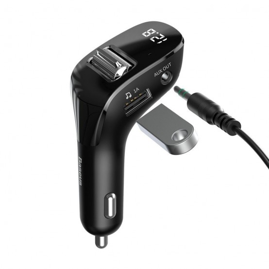 Modulator FM Baseus FM Modulator and Car Charger F40  - Aux, Wireless, MP3, 2xUSB 15W, 2A - Black CCF40-01