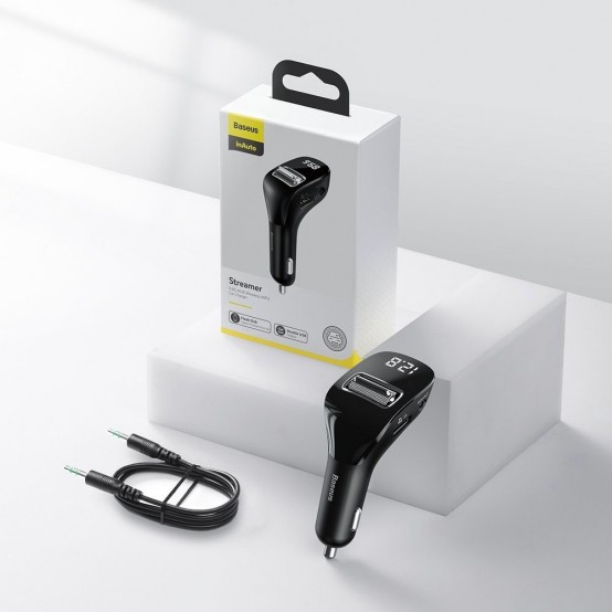 Modulator FM Baseus FM Modulator and Car Charger F40  - Aux, Wireless, MP3, 2xUSB 15W, 2A - Black CCF40-01