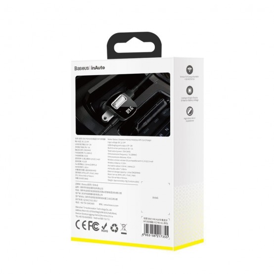 Modulator FM Baseus FM Modulator and Car Charger F40  - Aux, Wireless, MP3, 2xUSB 15W, 2A - Black CCF40-01