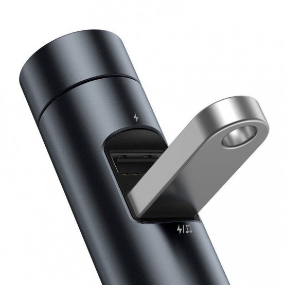 Modulator FM Baseus FM Modulator and Car Charger Energy Column  - Dual USB-A, 3.1A with LED Display - Dark Gray CCNLZ-0G